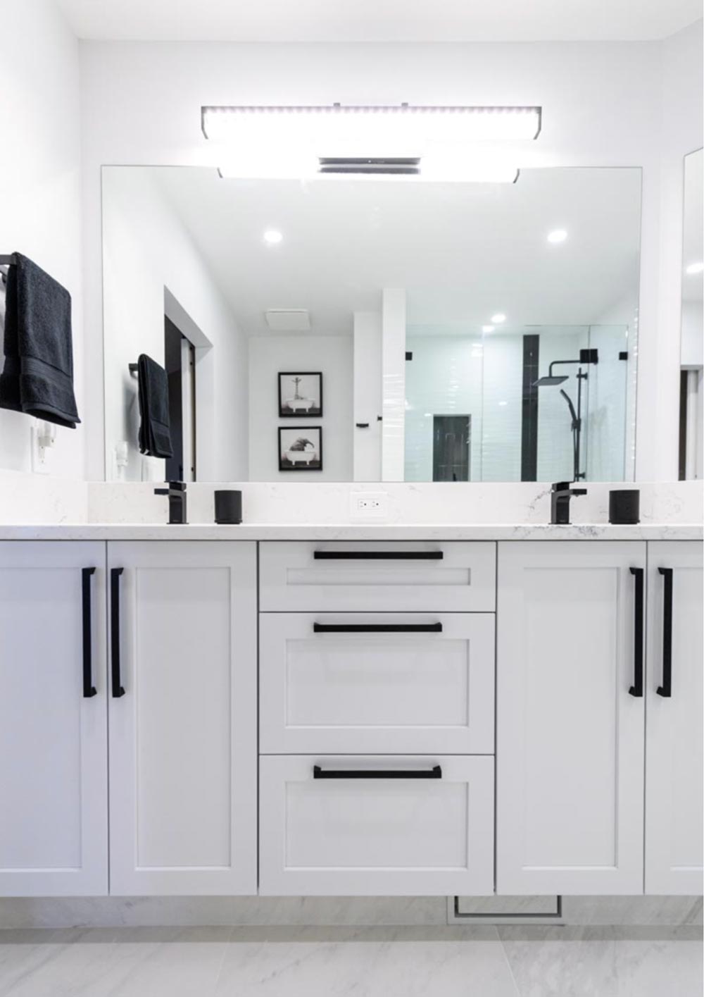 A well-lit bathroom remodel A well-lit bathroom remodel